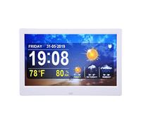 Calendrier Numérique Réveil Jour, Horloges de Démence 10 Pouces Station Météo avec 5 Ensembles de Rappels D'alarme et Gradation Automatique, pour Perte de Mémoire, Alzheimer, (Prise UE)
