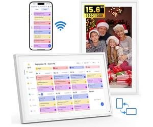 Calendrier numérique TABWEE P15 15,6 pouces 2026 - Planificateur familial, planification des repas et des tâches, récompenses pour enfants, Wi-Fi, synchronisation Google/iCloud, 32 Go P15