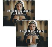 Calendrier « NUNS » 2026, présentant de magnifiques images féminines chaque mois, Calendrier mensuel amusant des religieuses 2026, Grand calendrier mural vertical 2026 (2pcs)