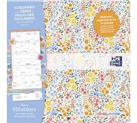 Calendrier Oxford Flowers scolaire 16 mois 30x30cm 1 mois sur 2 pages Année 2025-2026 Assorti