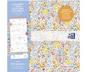 Calendrier Oxford Flowers Scolaire 16 Mois 30x30cm 1 Mois sur 2 Pages Année 2025-2026 Assorti