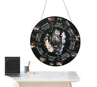 Calendrier païen Roue païenne | Panneau de sorcière païenne 12'' avec vacances Wiccan | Panneau de porte Wicca, décoration murale, signe de sorcière païenne, signe céleste, de Yule pour décoration de