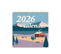 Calendrier Papier nacré 2026 plat quatre saisons thème paysage anneau de fer doré calendrier suspendu, simple et beau 20 * 20 cm