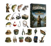 Calendrier Pêcheur 2026 Pendentifs de Pêche Acryliques Réalistes 2D | Compte à rebours de jouet de pêche 24 jours pour Papa Copain Grand-père Ados Pêcheurs Adultes Fêtes de Noël