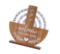 Calendrier permanent en bois multi-usages - Affichage de la date avec détails de la lune - Calendrier rotatif pour la maison et le bureau - Amélioration de la décoration artistique