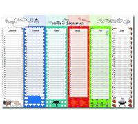 Calendrier perpétuel A3 recto-verso | Poster fruits et légumes de saison illustré | Affiche cuisine multicolore inscriptible | Idée cadeau personnalisé anniversaire ou fête | Décoration murale