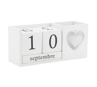 Calendrier perpétuel - AUBRY GASPARD - Bois - Décor Coeur - 21x6,5x9,5 cm - Mixte