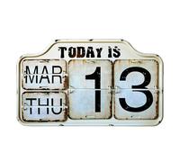 Calendrier perpétuel avec couvercle en métal - Calendrier mural en fer Shabby Chic avec grands chiffres | Indicateur de date ancien pour décoration de bar, bureau à domicile, 42 x 25 cm, 1 pièce