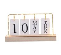 Calendrier perpétuel, calendrier rabattable avec lumière, affichage de la date de bureau en bois, date debout et bureau rabattable du jour hebdomadaire, perpétuel réutilisable pour le