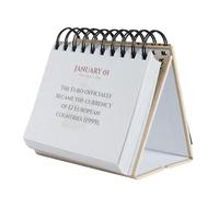 Calendrier perpétuel, compact et élégant, 13,49 x 3,4 cm, calendrier de bureau quotidien sur l'histoire du monde, suivi de boîte journalière, blocs en bois rotatifs, pour la maison, le salon, l'étude