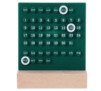Calendrier Perpétuel de Bureau Décoratif Vert en Bois et Acrylique | Base et Pièces Mobiles, Affichage Date et Mois, pour Bureau D’étude ou Table