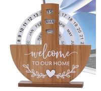 Calendrier perpétuel de bureau en bois - Affichage de la date du bureau - Calendrier perpétuel décoratif rotatif - Calendrier quotidien - Réutilisable