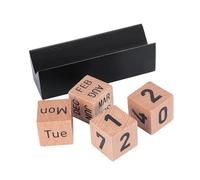Calendrier perpétuel de bureau en bois naturel, cube décoratif style vintage for le, la maison ou l'école Pour Bureau