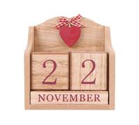 Calendrier perpétuel de bureau en bois réutilisable - Blocs d'affichage du mois et de la date - Blocs décoratifs pour la maison et le bureau (couleur bois)