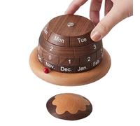 Calendrier perpétuel de bureau, planète en bois créatif - Calendrier perpétuel réutilisable rustique - Décoration de table esthétique pour la maison et le bureau