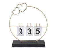 Calendrier perpétuel des flip avec lumière LED Construction durable Calendrier de décoration de bureau en métal pour le bureau du dortoir de la maison (Calendrier du cœur noir)