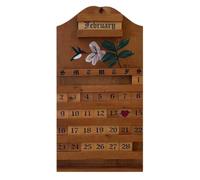 Calendrier Perpétuel d'Oie Vintage en Bois, Calendrier Mural Artisanal à Blocs de Bois Ajustables, Icônes de Jours Fériés Interchangeables, Style Rustique des Années 80 Décoration pour Maison Bureau