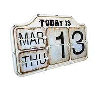 Calendrier perpétuel du bureau : calendrier vintage en fer et PVC avec panneaux de chiffres clairs | Calendrier réutilisable fonctionnel pour un usage quotidien