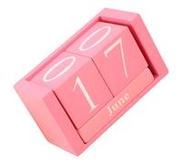 Calendrier perpétuel en blocs bois rose, blocs à retourner manuellement, date à assembler librement, petite déco de bureau pour maison, bureau, magasin, fête, mariage, 4,5 x 10 x 5,5 cm