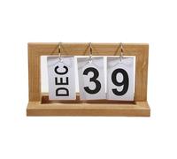 Calendrier perpétuel en bois à feuilletage, affichage de la date et du mois, agenda bureau, planificateur quotidien, décoration for ou maison, accessoires photographie Pour Bureau(Wood color)