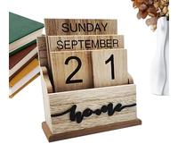 Calendrier perpétuel en bois avec blocs de date décoratifs - Calendrier | Blocs de date réutilisables polyvalents pour décoration de maison, décoration de bureau, table de ferme, décoration de bureau