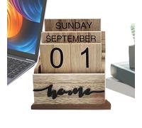 Calendrier perpétuel en bois - Blocs de date de rustique, organisateur en bois décoratif | Calendrier des blocs rétro pour de, salon, chambre, étude, appartement, décoration de la
