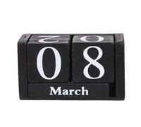 Calendrier perpétuel en bois, blocs éternels, affichage des mois, style champêtre Pour Bureau(Black)