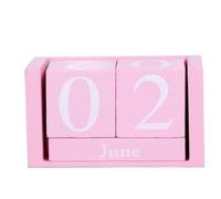 Calendrier perpétuel en bois, blocs éternels, affichage des mois, style champêtre Pour Bureau(Pink)