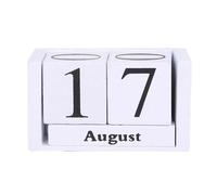 Calendrier perpétuel en bois, blocs éternels, affichage des mois, style champêtre Pour Bureau(White)