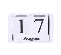 Calendrier perpétuel en bois, blocs éternels, style pastoral, affichage des mois Pour Bureau(White)