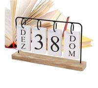 Calendrier perpétuel en bois - Calendrier de bureau rabattable en métal ave