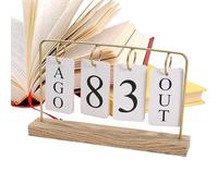 Calendrier Perpétuel En Bois - Calendrier De Bureau Rabattable En Métal Avec Base En Bois | Calendriers De Date Quotidiens Debout Modernes | Pour Le Bureau À Domicile, Le Café, La Salle D'étude