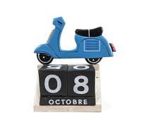Calendrier Perpétuel en Bois décor Scooter Bleu