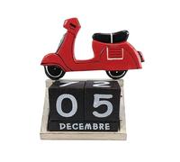 Calendrier Perpétuel en Bois décor Scooter Rouge