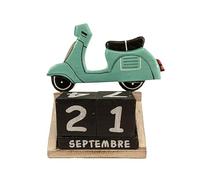 Calendrier Perpétuel en Bois décor Scooter Turquoise