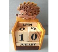 Calendrier Perpétuel en Bois, Design Hérisson, Affichage Jour et Mois en Français