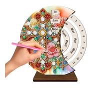 Calendrier perpétuel en bois - Kit de calendrier 3D en strass pour décoration de la maison, support de bureau pour chambre à coucher, dortoir, école, appartement, hôtel, salle de classe