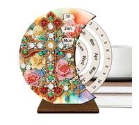 Calendrier perpétuel en bois | Kit de calendrier perpétuel 3D en bois avec strass - Décoration de la maison pour dortoir, étagère, hôtel, appartement, chambre à coucher, table de classe