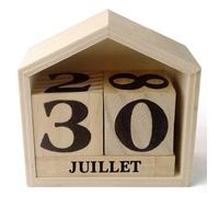 Calendrier perpétuel en bois maisonnette - 7,3 x 8 x 3,4 cm