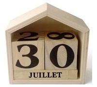 Graine créative Calendrier perpétuel en bois maisonnette 7,3 x 8 x 3,4 cm Beige G