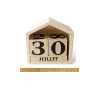 Calendrier perpétuel en bois maisonnette 8 cm + masking tape doré à paillettes 5 m Beige G