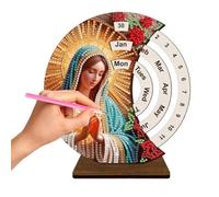 Calendrier perpétuel en bois, ramiage 3D Art It avec support de bureau, affichage quotidien durable 7.09x7.48x2,36 pouce pour décoration de la maison, dortoir du dortoir Hotel Office de la salle de cl