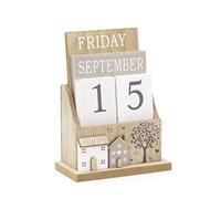 Calendrier perpétuel en bois shabby chic | Calendrier de bureau à rabat | Calendrier de bureau | Calendrier de maison