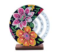 Calendrier perpétuel en diamant à faire soi-même, calendrier perpétuel de bureau, peinture diamant, décoration d'intérieur en bois, pour la décoration de la maison et du bureau - fleur 1