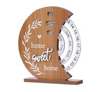 Calendrier Perpétuel en Forme de Lune, Calendrier de Bureau, Calendrier en Bois, Calendrier de Bureau Rotatif, Deco Bureau, Cadeaux de Décoration Pour La Maison Ou Le Bureau.