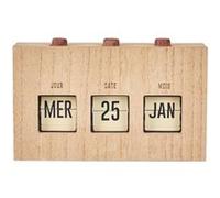 HOME DECO FACTORY, HD0094, Calendrier Flip Flap Décoratif en Bois Brut, Objet Décoratif Pratique et Élégant, Idéal pour Salon ou Bureau, Durable et Polyvalent, Taille : 30x15 cm, Marron et Noir
