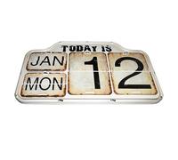 Calendrier perpétuel - Forme carrée | Calendrier retourné | Calendriers suspendus pour décoration rustique de bureau | À suspendre au mur avec finition vieillie | Pour une utilisation au bureau à