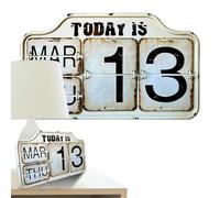 Calendrier Perpétuel - Forme carrée en métal vintage, calendrier décoratif avec finition patinée, suspension murale ou affichage de bureau, décoration fonctionnelle de bureau à domicile | Pour