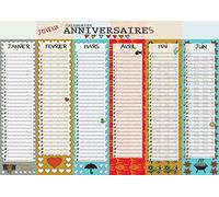 Calendrier Perpétuel "Joyeux Anniversaires" | Format A3 Recto Verso | Calendrier Sans Année à Remplir pour Dates Importantes et Anniversaires | Illustré et Multicolore