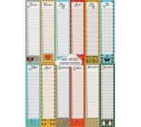 Calendrier perpétuel | Poster Dates importantes & Anniversaires illustré | Affiche multicolore inscriptible | Idée cadeau de fête personnalisé | Décoration murale Format A3
